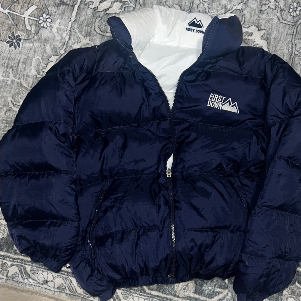 Vintage First Down Reversible Navy and white Puffer Jacket